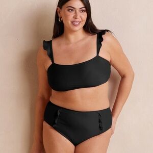 Summersalt Women's Black The Ruffle High Leg High Rise Bikini Bottom Size 18